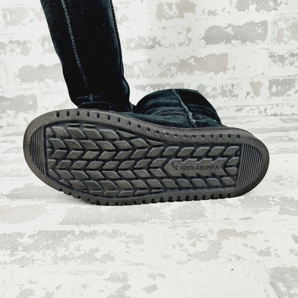 Koolaburra by UGG Black Leather Suede Sheepskin Round Toe Winter Boot A835 - Picture 8 of 13